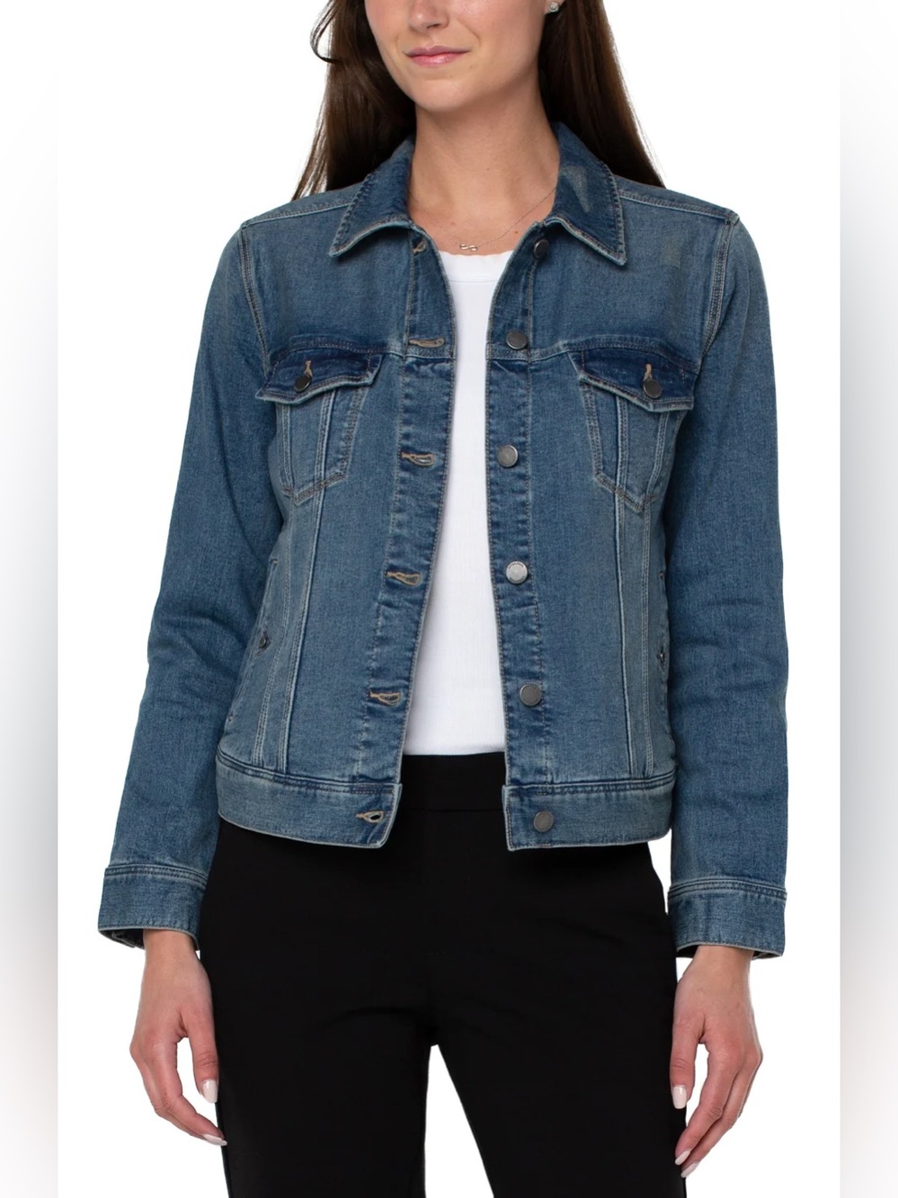 Liverpool Distressed Jean Jacket - Higgins Wash, size L